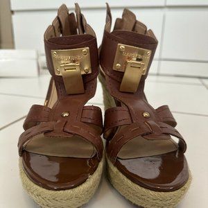 Marc Fisher Brown Leather Wedges
